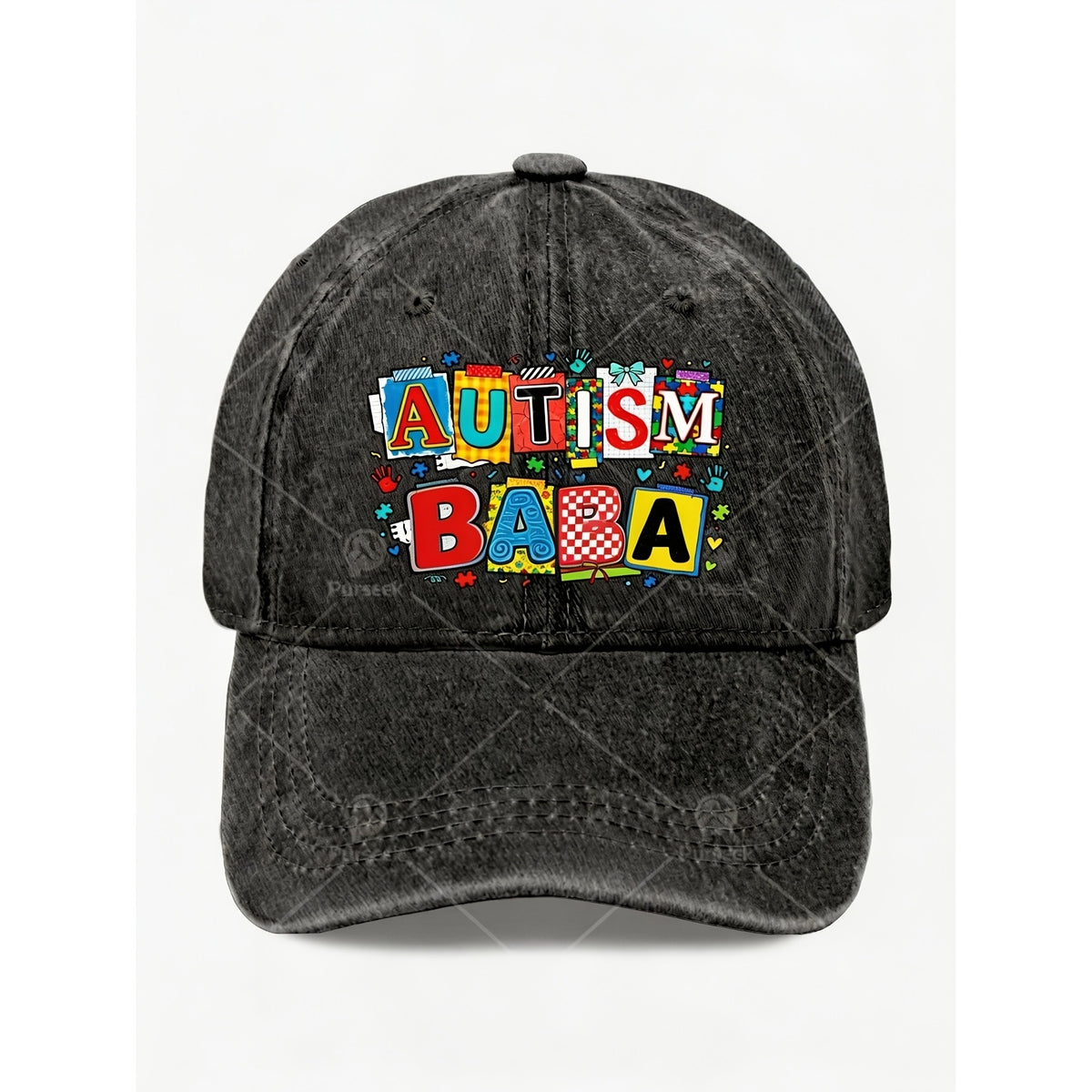 Autism Colorful Letter Print Dad Hat for Men Casual Vintage Style Cap Gift for Anniversary And Awareness Day