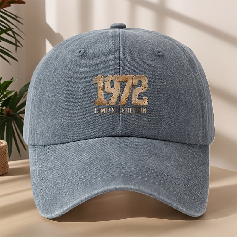 1972 Vintage Washed Duckbill Baseball Cap - Distressed Retro Print Suitable for Outdoor, Casual, Streetwear & Hip-Hop Hat, Lightweight Breathable Sweat-Absorbent Cap for Sports, Camping, Vacation,
