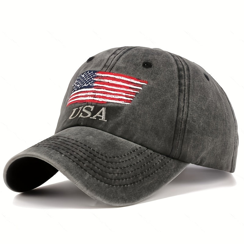 Men'S Fashion Versatile Baseball Cap American Flag Retro Design Valentine'S Day Gift Sunshade Breathable Comfortable Outdoor Sports Casual Hat Classic Style High Quality