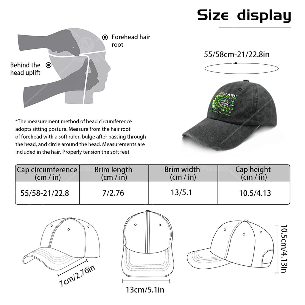 Inspirational Kidney Disease Awareness Warrior Green Ribbon Baseball Cap, Unisex