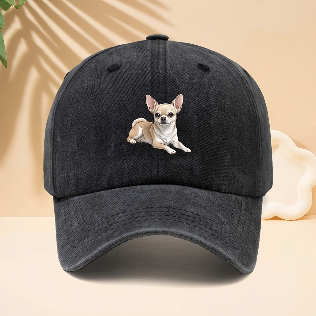 Chihuahua Print Baseball Cap with Chihuahua Dog Design - Adjustable Snapback Trucker Hat Suitable for Men & Women, Soft Top Curved Brim, Unisex Casual for All- Wear, Durable Comfortable for Walking, Parties, Shopping, Hip-Hop Style