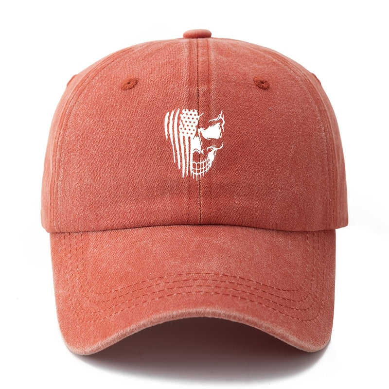A Stylish And Adaptable Unisex Cap with a Printed Skull Design And a Classic Vintage Washed Look, Perfect for Outdoor Activities Like Vacations, Travel, And Camping. Great for Casual Events And Holiday Celebrations, Especially in Hip-Hop Culture