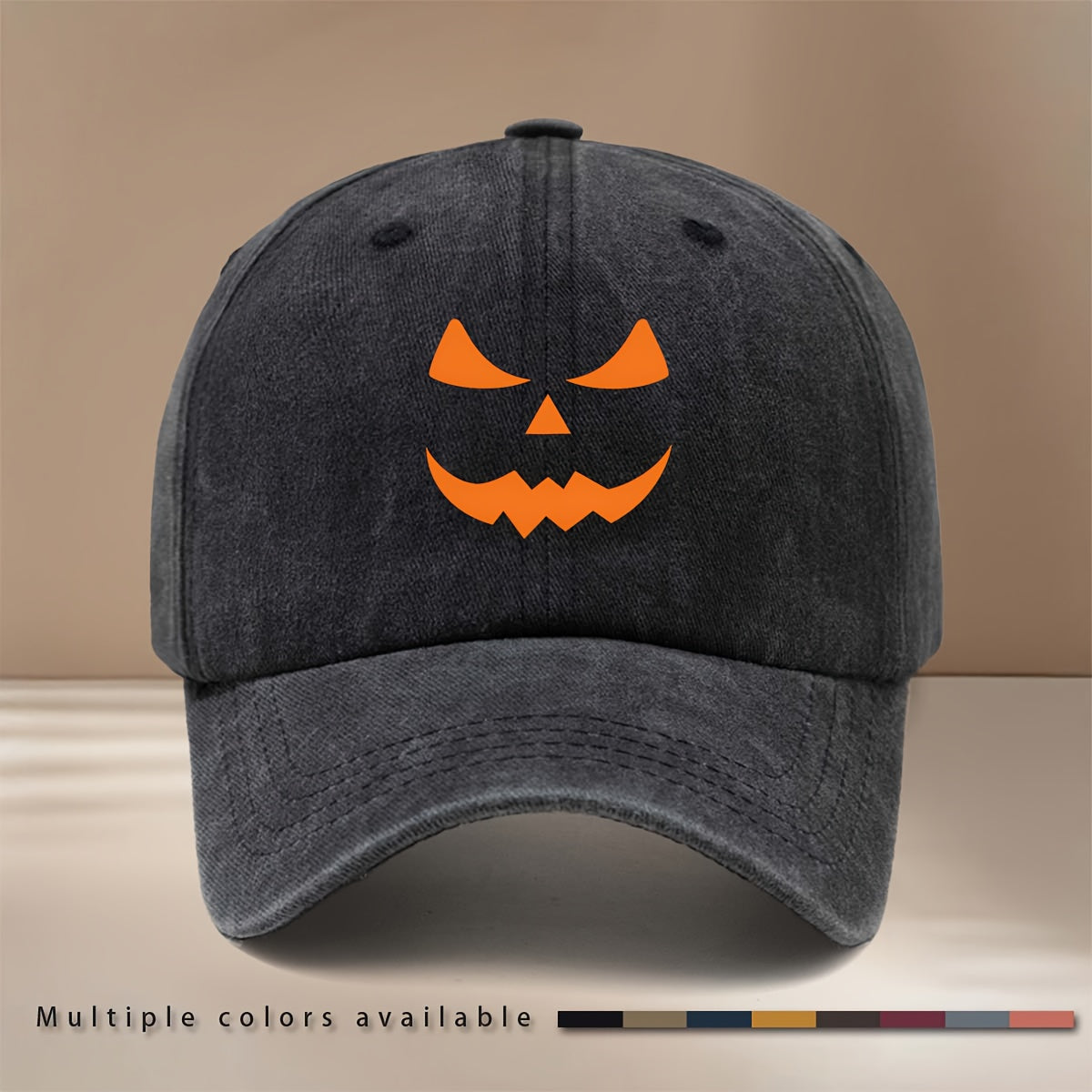 Pumpkin Joyful Face Pattern Baseball Cap, Adjustable Size, Fashionable Hip-Hop Hat for Men and Women, Curved Brim Hat for Parties, Dinners, and Camping, Comfortable and Lightweight Duckbill Cap, Highly Versatile Six-Panel Hat, Simple with Textured