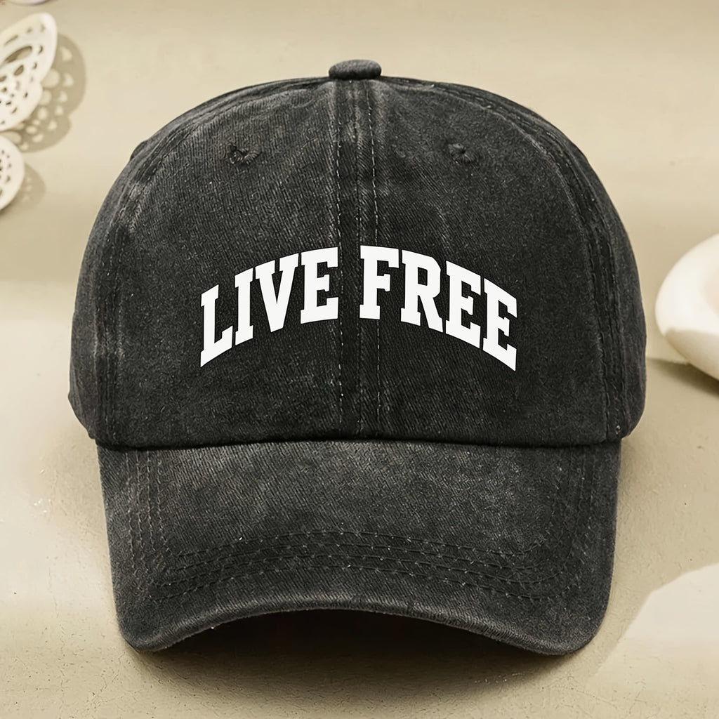 Live Free Inspirational Text Vintage Black Baseball Cap for Men Women Casual Street Anniversary Gift