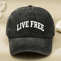 Live Free Inspirational Text Vintage Black Baseball Cap for Men Women Casual Street Anniversary Gift