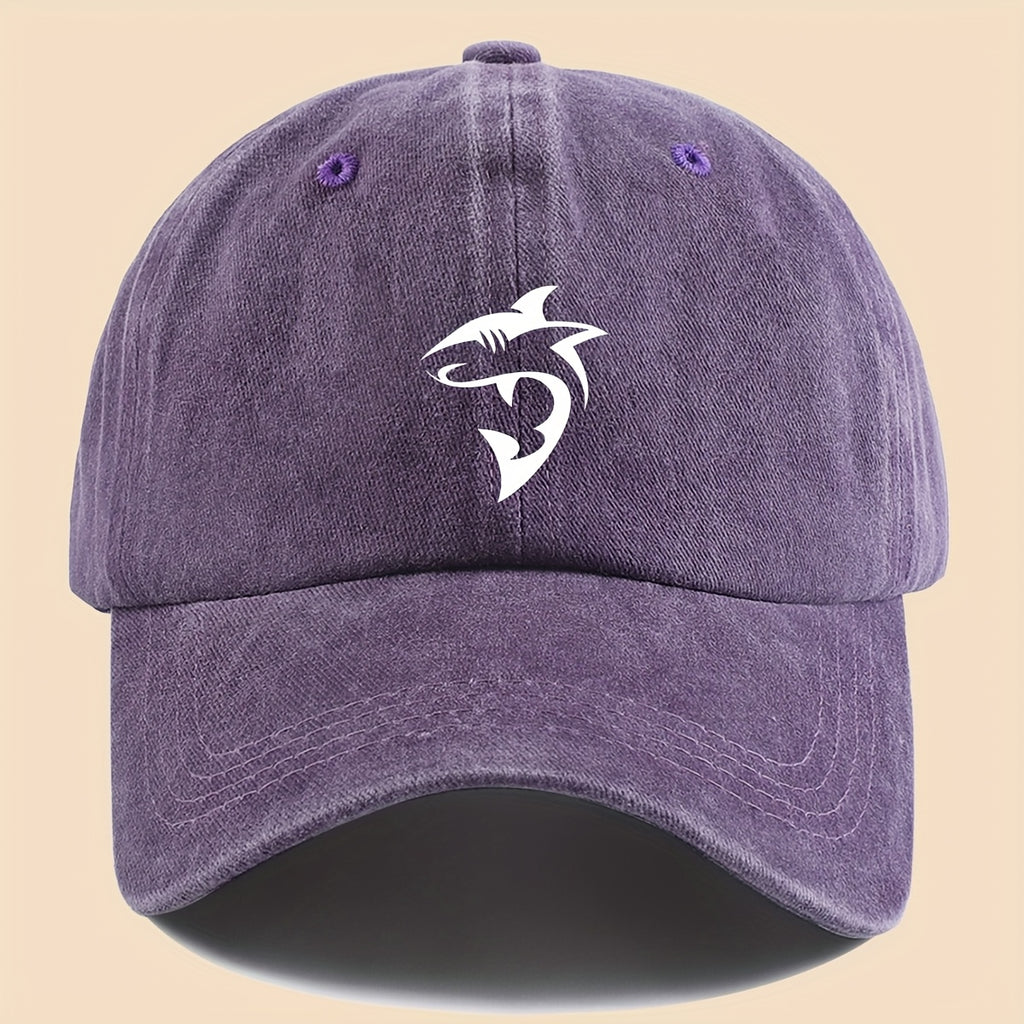 1 Unisex Ocean-themed Baseball Cap with White Shark Print - Breathable Adjustable Dad Hat for Skateboarding, Hiking, Fishing | Stylish Couple's Outdoor Accessory, Perfect Gift for Birthdays, Christmas, Halloween, Thanksgiving | Black Casual Hat |
