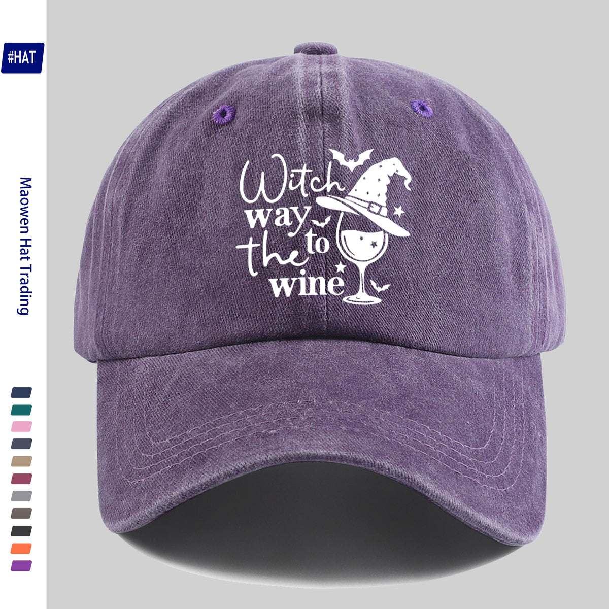 Washable Baseball Cap, Featuring a Fun Wizard Hat And Teacup Pattern Print, a Halloween-Themed Fashion Retro Baseball Cap, Adjustable Size, Unisex Design - Lightweight Outdoor Cap, Suitable for All Seasons, Ideal for Travel And Leisure