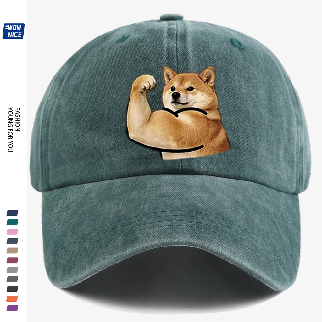 1pc Shiba Inu Muscle Arm Fun Print Baseball Cap Unisex Same Style Slimming Fashion Adjustable Size Street Trend Hat Daily Casual Hat Outdoor Hiking Hat Travel Outing Hat Party Styling Hat Versatile Duckbill Hat Festival Birthday Gift Ideal Choice Fo