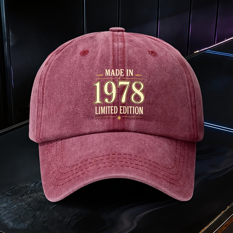 1 Adjustable Baseball Cap, Limited Edition 1978 Design, Lightweight Polyester Fiber Printed, Suitable for Outdoor Sports And Camping Enthusiasts, Fashion Couple Hat, Golf Hat, Trucker Hat, Trendy Baseball Cap, Youthful Wear