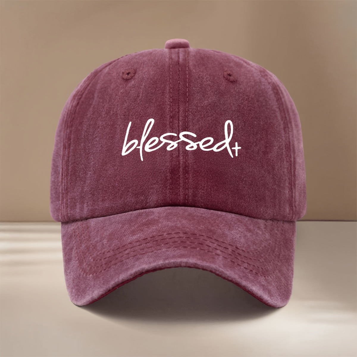 Blessed+ Text Pattern Baseball Cap, Relaxed Fit with Curved Brim for a Slimming Effect, Unisex Hip-Hop Style Curved Brim Hat, Lightweight and Comfortable Duckbill Cap for Vacations, Travel, Dinners, and Camping, Adjustable Size, Simple and  Six-Panel