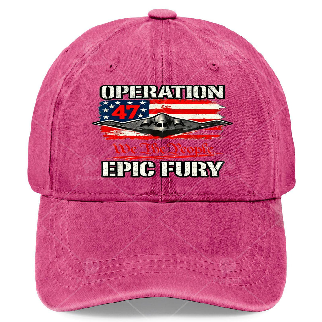 Unisex Vintage Washed Baseball Featuring The American Flag And Epic Fury Designs