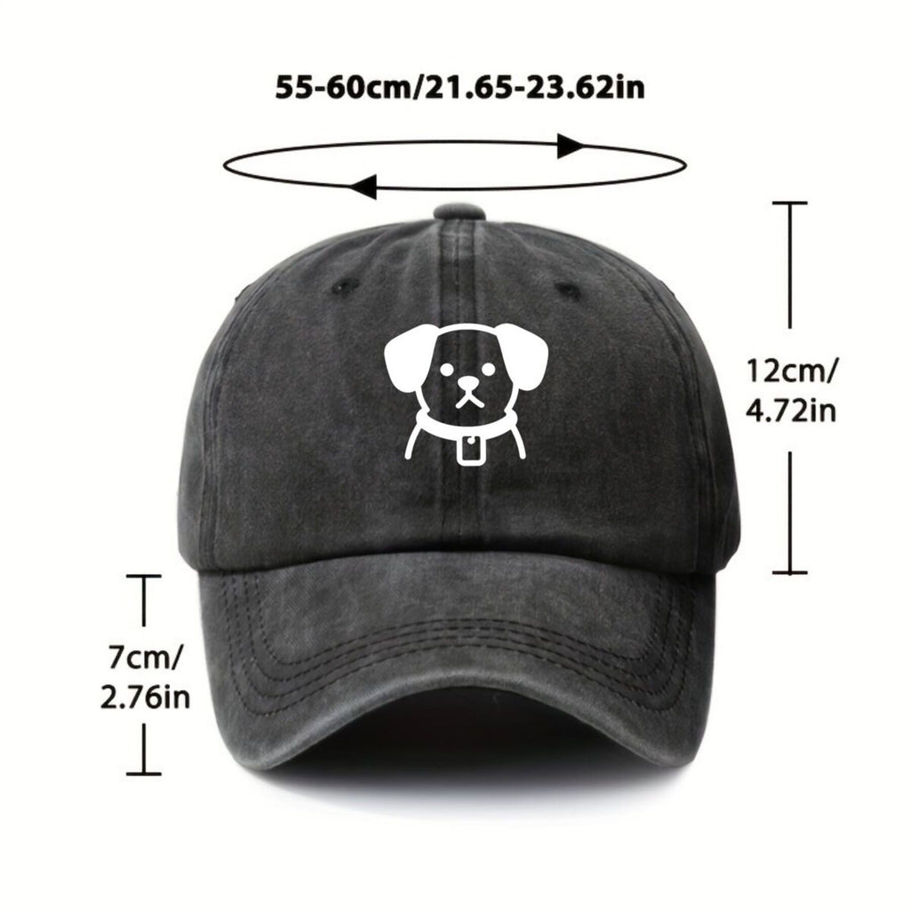 Funny Dog Dog Collar with American Retro Washed Distressed Printed Baseball Cap for Men And Women, Suitable for Spring And Autumn, Outdoor Sun Hat, Personalized Trendy Hip-Hop Duckbill Cap