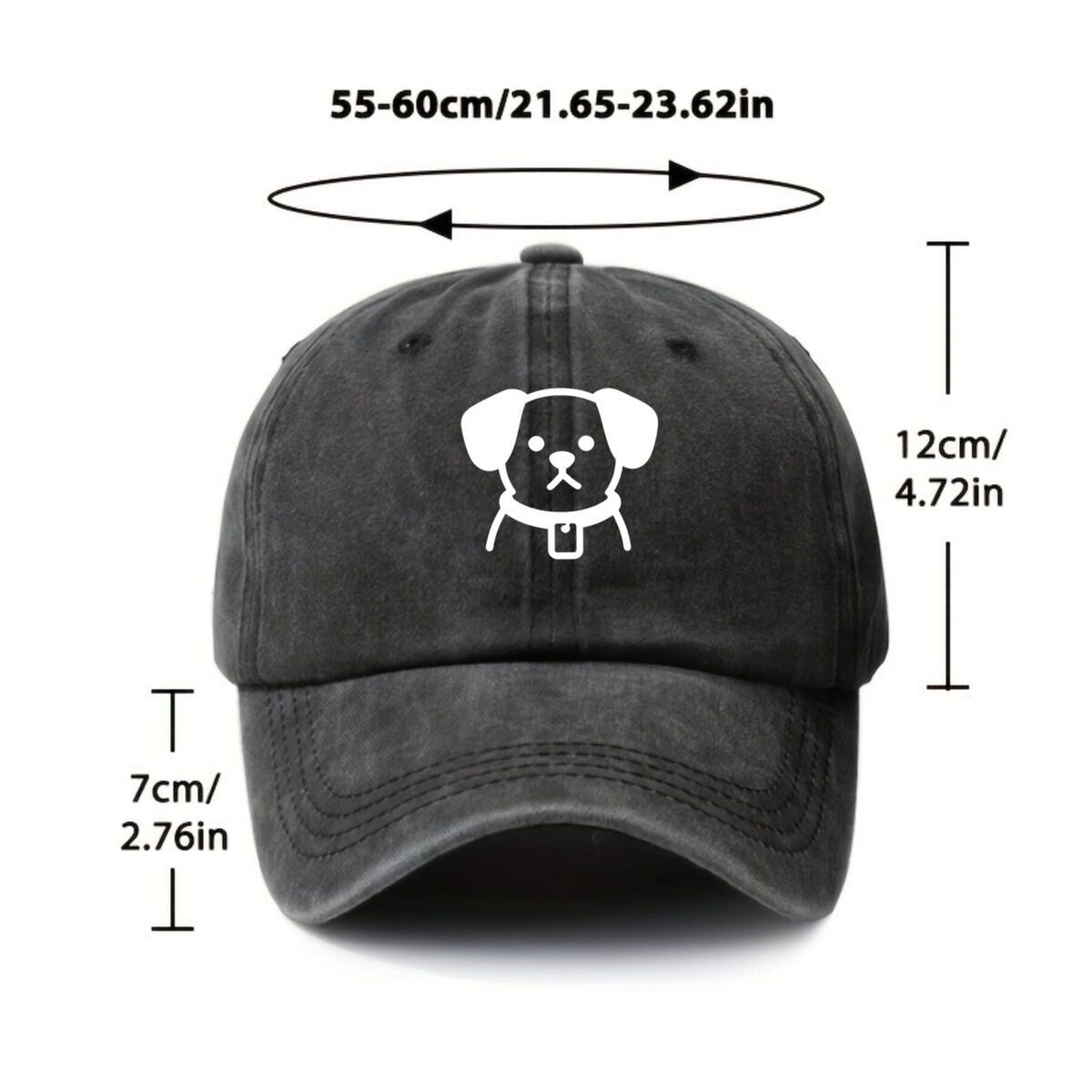 Funny Dog Dog Collar with American Retro Washed Distressed Printed Baseball Cap for Men And Women, Suitable for Spring And Autumn, Outdoor Sun Hat, Personalized Trendy Hip-Hop Duckbill Cap