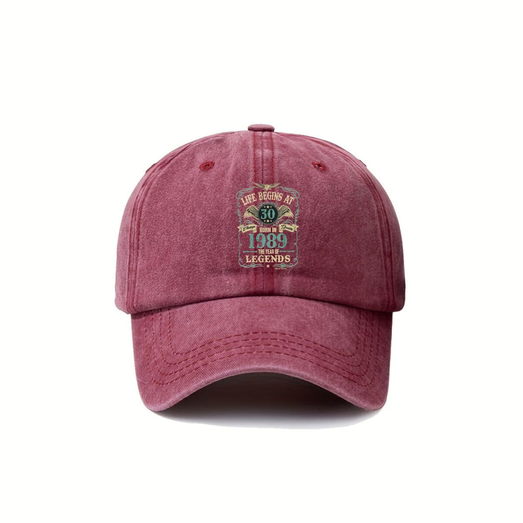 Life Begins at 30 1989 The Year of Legends Design with a Colorful Pattern Easy Unisex Printed Baseball Cap, Breathable, Universal, Sun, with Buckle, Suitable for Spring And Summer Golf And Sun
