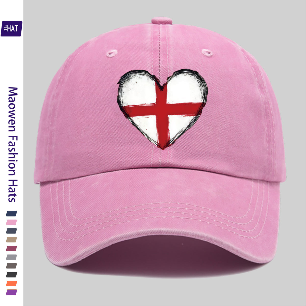 1pc of Vintage Distressed Adjustable Sports Cap, Washed and Distressed with an English Flag and Heart Pattern Print, Outdoor Casual Cap, Fashionable Printed Breathable Baseball Cap, a Must-have Fashion Item, Ideal for Outdoor Sports and Travel Ca