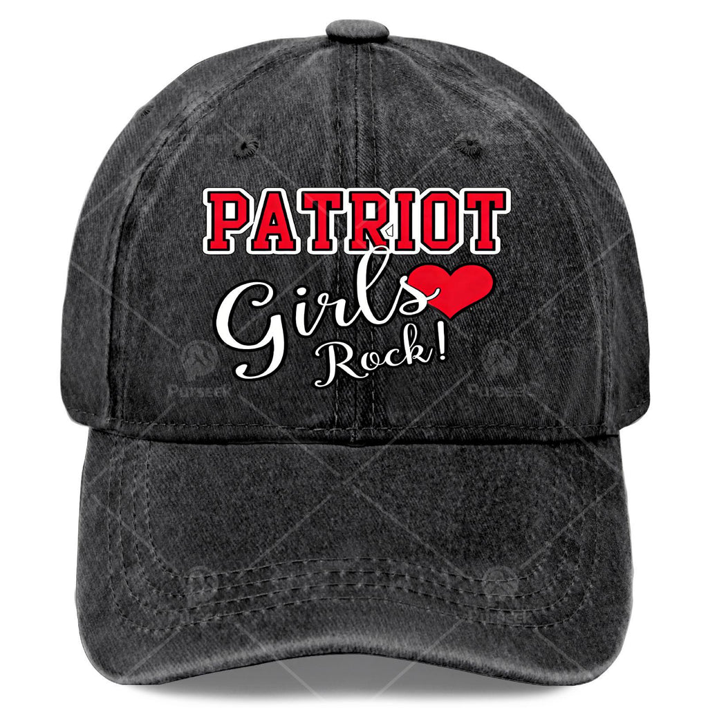 Patriots Girls Rock Cute Heart Baseball Hat Unisex Vintage Washed Distressed