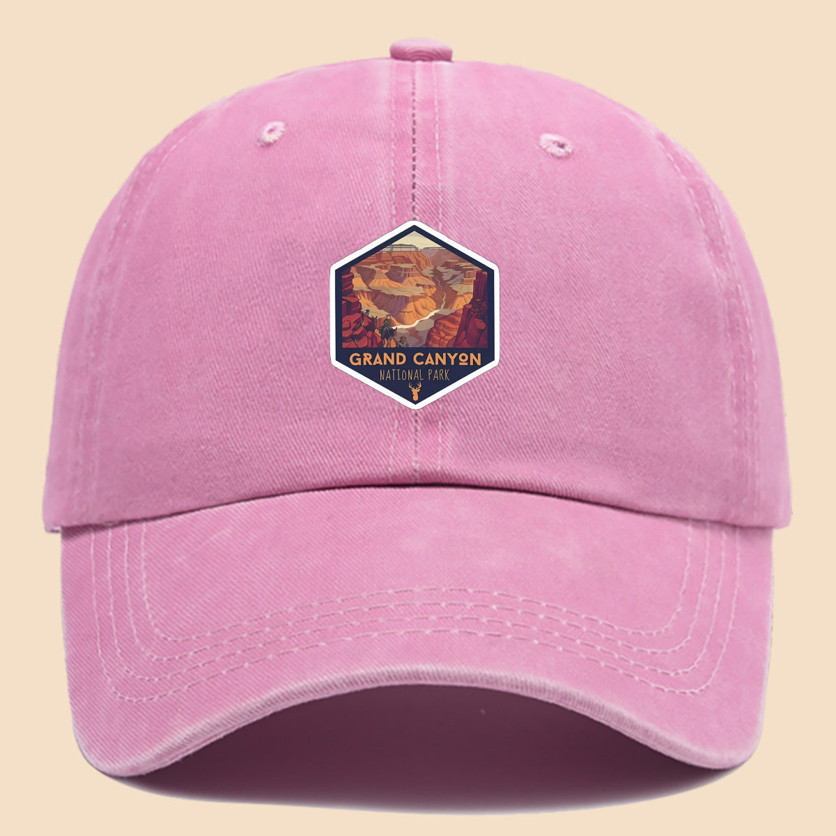 1pc Polyester Material Brightly Colored Grand Canyon National Park Minimalist Theme Design Printed Baseball Cap. Urban Casual Headwear. Black Papa Trucker Hat. Solid Color Minimalist Retro Soft-Top Curved Brim Dad Hat. Adjustable Size. Unisex Music