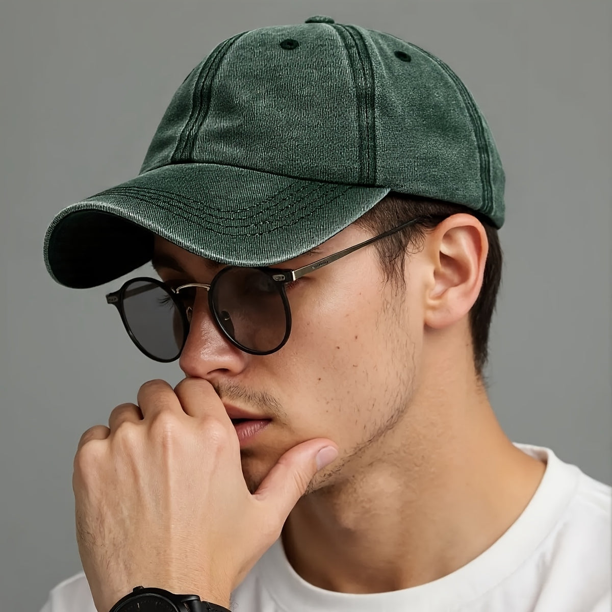 Vintage washed baseball cap, Milan print design, adjustable dad hat, mixed colors, woven fabric - hand washable, duckbill cap, European-American style