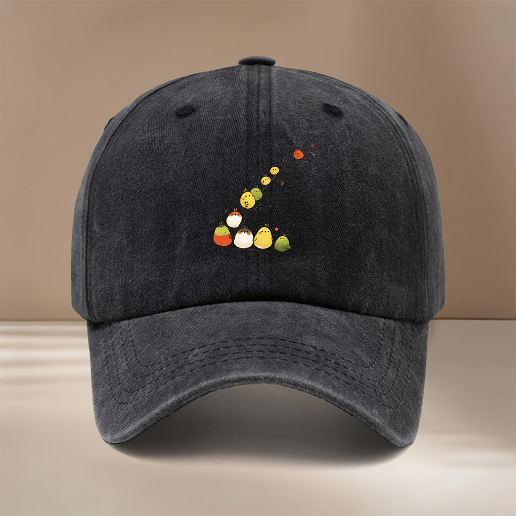 This Is a Baseball Cap with a Pattern of Chubby Little Birds, Personalized, Fashionable, Adjustable in Size, Hip-Hop Hat, Unisex, Comfortable And Lightweight Duckbill Cap, Suitable for Outdoor Sports, Dinners, Camping