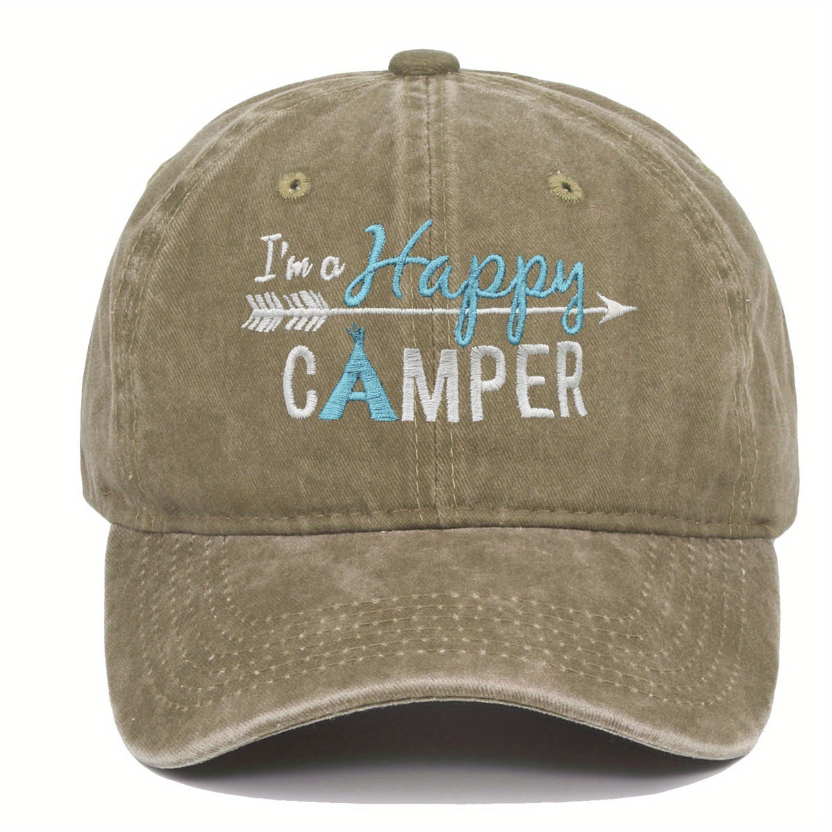 My Happy Camper Baseball Cap-Adjustable Retro Street Style Hat, Breathable Design, Multi-Color Optional Suitable for Outdoor Sports and Leisure Wear(Unisex), Camping Accessories, Adventure Equipment, Fashion Headdress