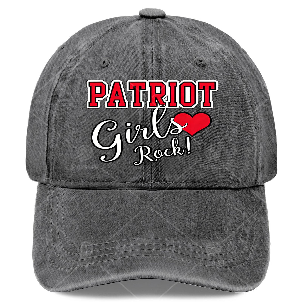 Patriots Girls Rock Cute Heart Baseball Hat Unisex Vintage Washed Distressed