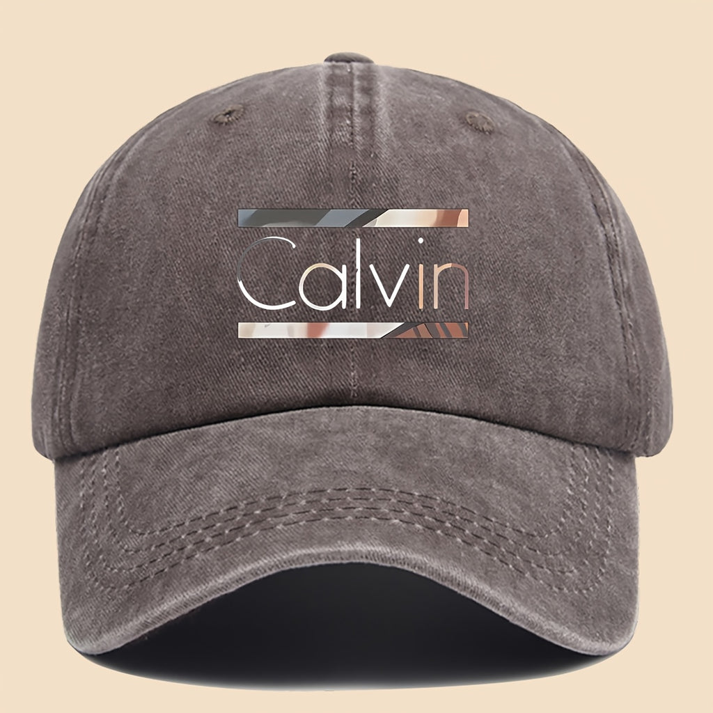 1pc 'Calvin Graphic Washed Baseball Cap - Unisex Streetwear Soft Hat, Suitable for Outdoor Adventures, Breathable Casual Sports Design, a Fashionable Accessory for All Seasons, Perfect Gift for Cycling, Fishing, And Hiking.'