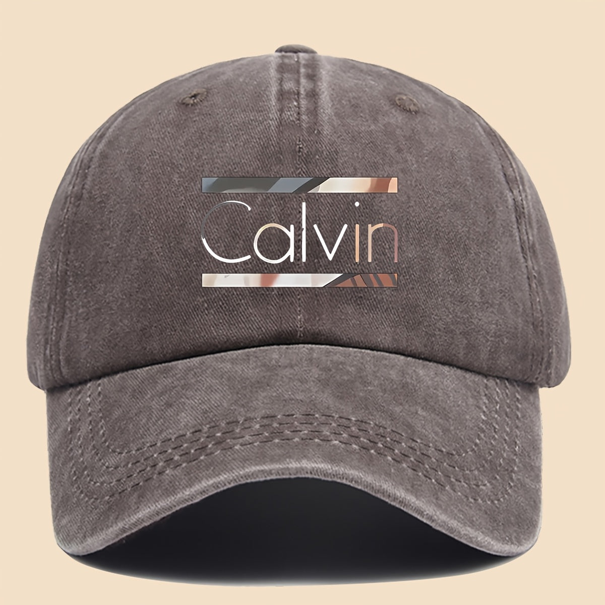1pc 'Calvin Graphic Washed Baseball Cap - Unisex Streetwear Soft Hat, Suitable for Outdoor Adventures, Breathable Casual Sports Design, a Fashionable Accessory for All Seasons, Perfect Gift for Cycling, Fishing, And Hiking.'