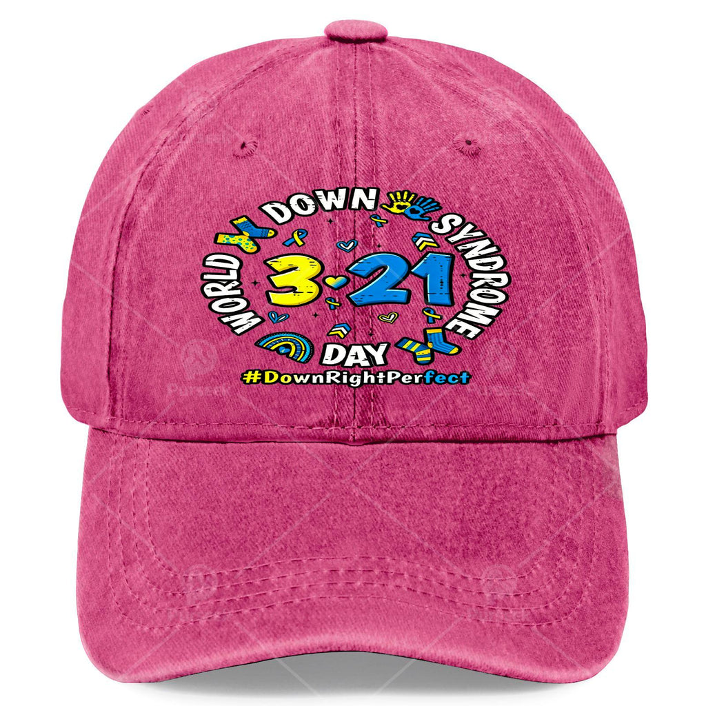 World Down Syndrome Day 3/21 Awareness Cap - Down Syndrome Ribbon, Unisex Adjustable Baseball Hat with Rainbow Print, Machine Washable for Awareness Month & Year-Round Advocacy Gifts Suitable for Men and Women