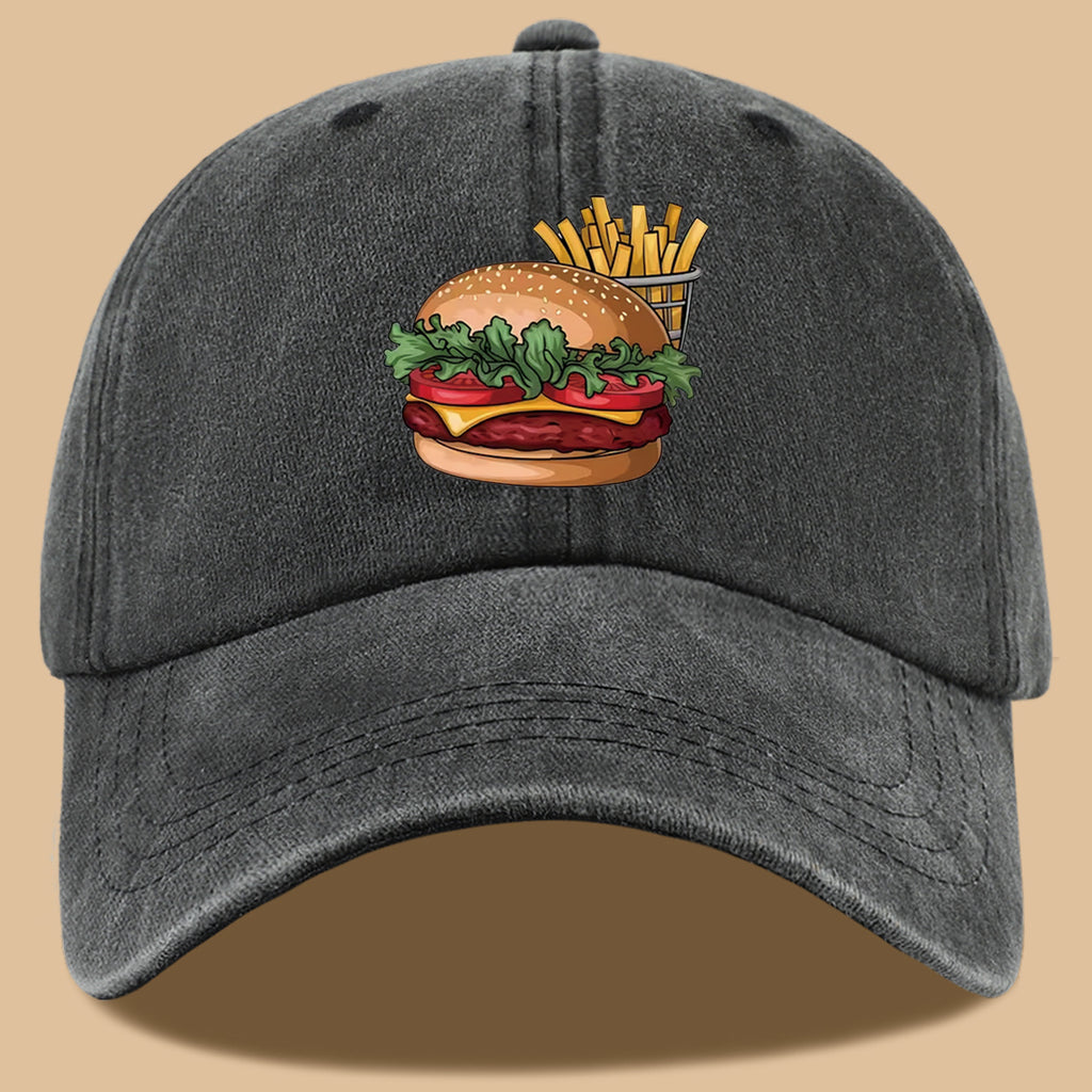 1pc Cartoon Style Food Illustration Fun Printed Full Hamburger Baseball Cap Lightweight Comfortable Breathable Sun Hat Fashion Easy Beautiful Men And Women Baseball Cap Adjustable Size Truck Driver Dad Hat Mom Beach Vacation Hat Suitable for Outdoor