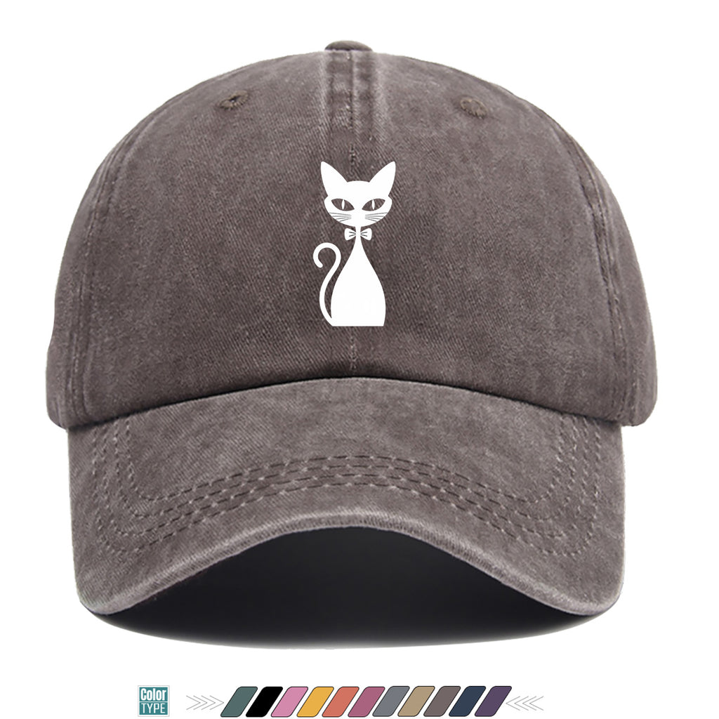 1pc Elegant White Cat Silhouette Printed Baseball Cap, Comfortable Breathable Sun Hat, Fashionable Easy Design, Unisex Adjustable Casual Versatile Duckbill Cap, Suitable for Daily Outings, Cafe Gatherings, Weekend Excursions, Girlfriends' Dates
