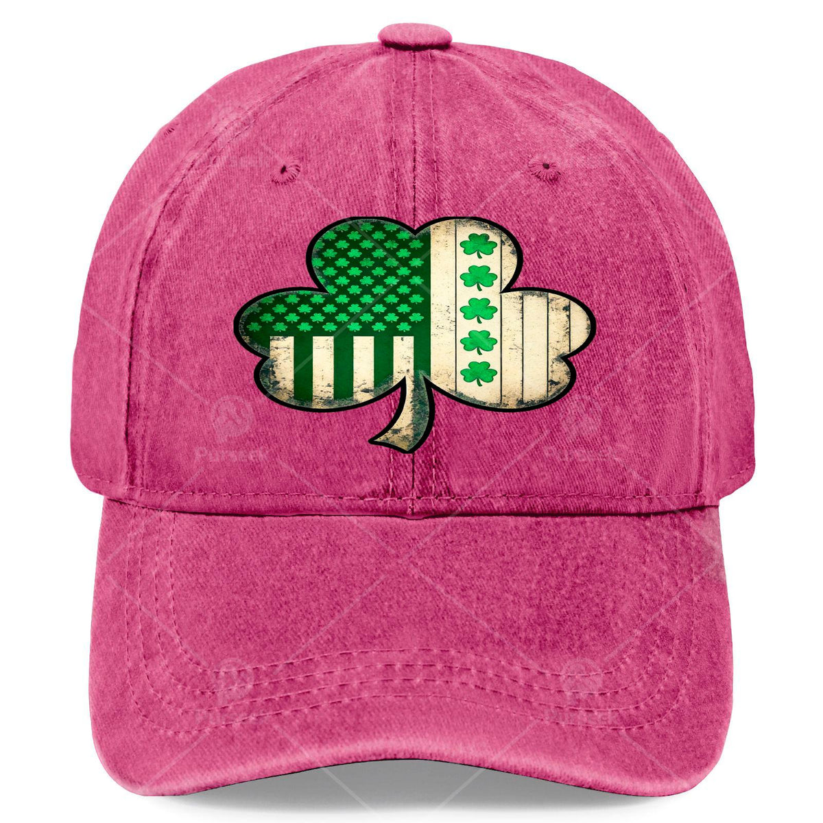 US American Flag with Shamrocks for St Patricks Day Baseball Hat Unisex