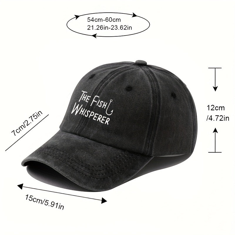 Men'S Baseball Cap, Versatile Hip-Hop Dad Trucker Hat for Outdoor Travel And Fishing, Featuring Letter Prints, Casual Curved Brim, And Vintage Washed Duckbill Design