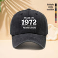 A Printed White Letter And Number 1972 Pattern Baseball Cap, Unisex Couple Style, Casual Hat for Check-Ins And Photos, Curved Brim, Washed And Distressed Duckbill Cap