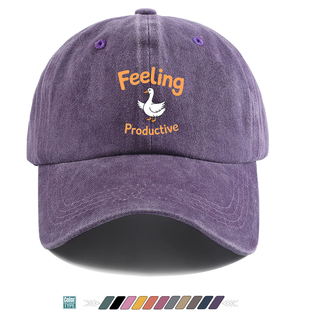 1pc Fun Duck "Feeling Productive" Printed Baseball Cap, Comfortable and Breathable Sun Hat, Stylish, Simple, and Beautiful, Unisex Adjustable Baseball Cap, Trucker Hat, Beach Vacation Hat, Suitable for Outdoor Fishing, Hunting, Vacations