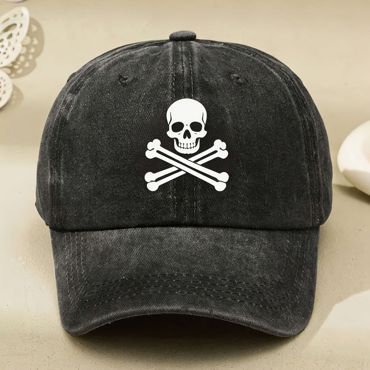 Vintage Skull Crossbones Baseball Cap for Men Women Cool Street Style Casual Hat Anniversary Gift