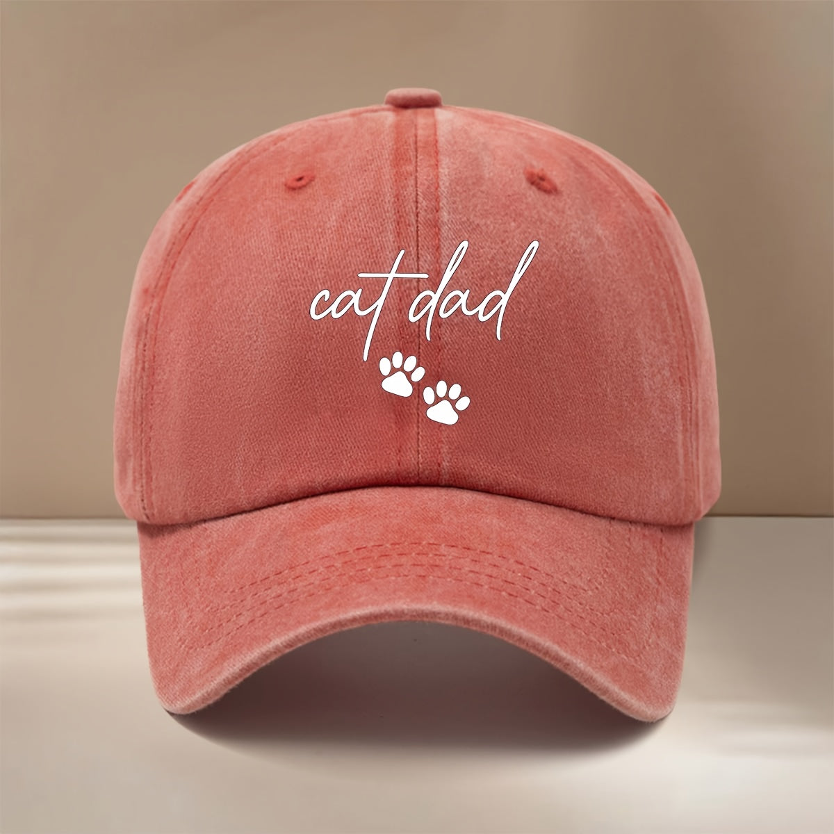 Cat Dad Two Paw Print Pattern Baseball Cap with Textured Feel, Adjustable Size, Hip-Hop Hat, Unisex Trucker Hat for Vacation, Travel, Dinner Parties, Camping, Comfortable and Lightweight Snapback Cap, Simple and  Curved Brim Hat