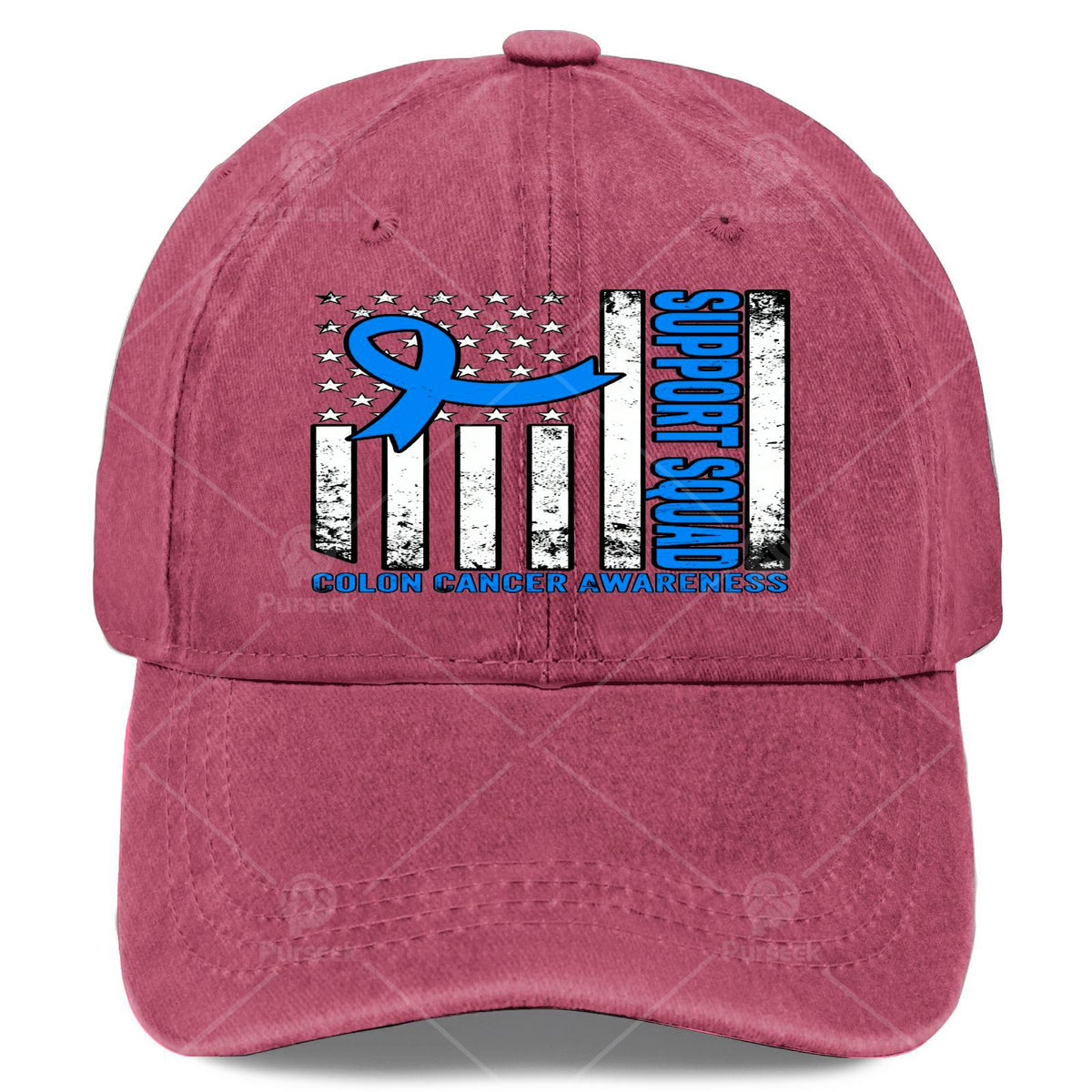 Support Squadss American Flag US Colon Cancer Awareness Month Baseball Hat