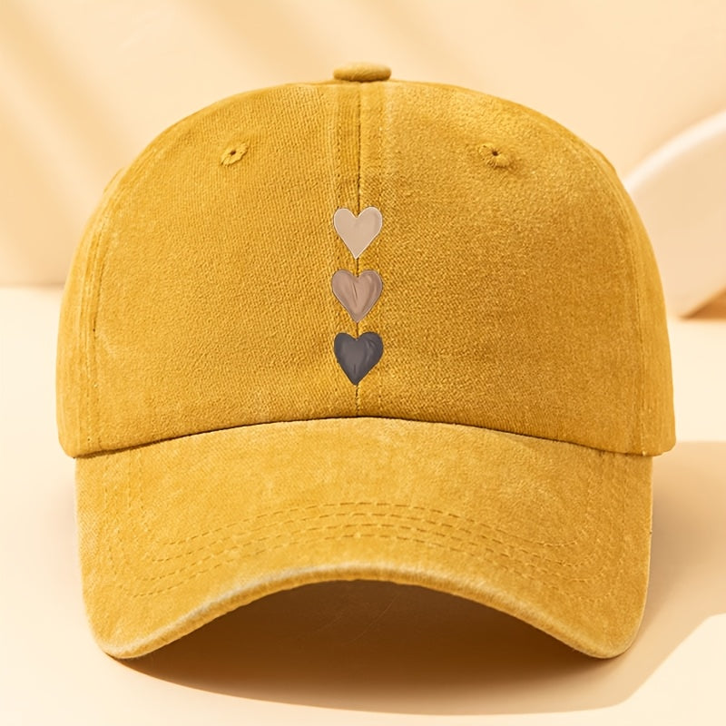 Three-Stripe Heart-Shaped Fashion Print Baseball Cap Multi-Functional Outdoor Casual Fisherman Hat