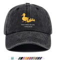 1pc Cartoon Mother Duck with Five Ducklings Print Baseball Cap, Retro Glitch Art Style Striped Background, Funny Slogan "I Don'T Follow The Rules, I Follow The Ducks", Comfortable And Breathable Sun Hat