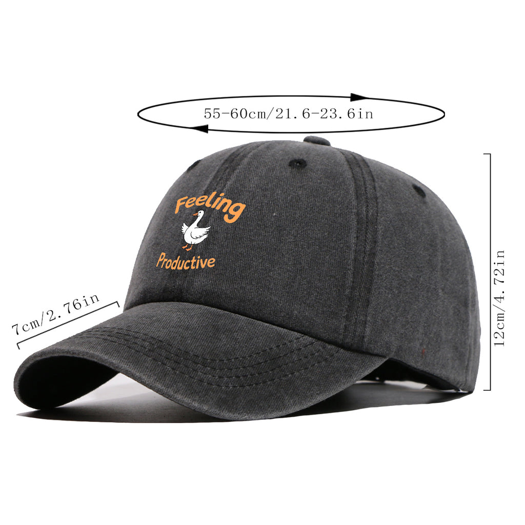 1pc Fun Duck "Feeling Productive" Printed Baseball Cap, Comfortable and Breathable Sun Hat, Stylish, Simple, and Beautiful, Unisex Adjustable Baseball Cap, Trucker Hat, Beach Vacation Hat, Suitable for Outdoor Fishing, Hunting, Vacations