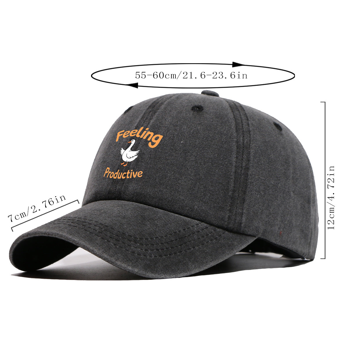 1pc Fun Duck "Feeling Productive" Printed Baseball Cap, Comfortable and Breathable Sun Hat, Stylish, Simple, and Beautiful, Unisex Adjustable Baseball Cap, Trucker Hat, Beach Vacation Hat, Suitable for Outdoor Fishing, Hunting, Vacations