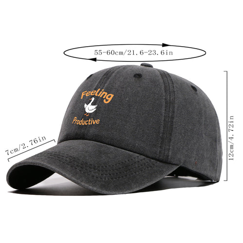 1pc Fun Duck "Feeling Productive" Printed Baseball Cap, Comfortable and Breathable Sun Hat, Stylish, Simple, and Beautiful, Unisex Adjustable Baseball Cap, Trucker Hat, Beach Vacation Hat, Suitable for Outdoor Fishing, Hunting, Vacations
