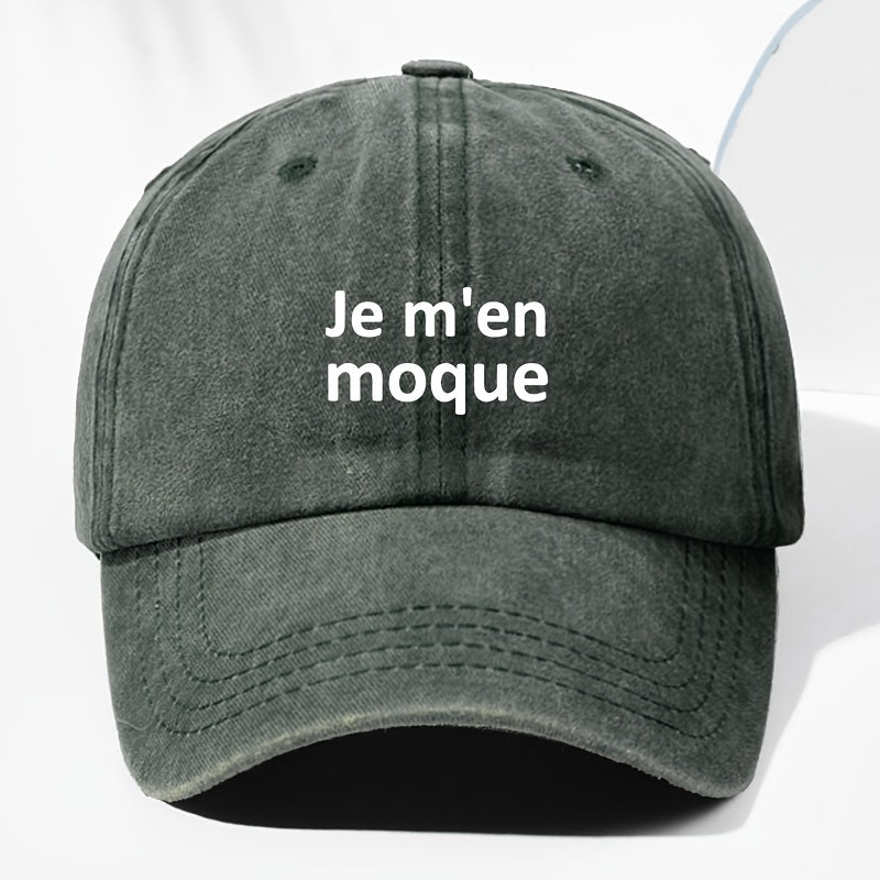 Men' & Women' Vintage French "Je M'en Moque" Trucker Hat - Adjustable Washed Soft-Top Baseball Cap Suitable for Outdoor, Fishing, Sports, Casual Wear - Unisex Suitable for Driving, Vacation, and Daily Activities