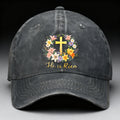 Unisex Baseball Cap, "He Is Risen" Christian Baseball Cap, Adorned with Wildflowers And Scripture - Adjustable, Breathable, Vintage Religious Cap, Suitable for Church, Easter Gift, Everyday Wear, Machine Washable, All-Season Casual Hat