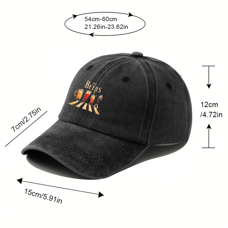 Men'S Fishing Hat Curved Brim Baseball Cap Fashion Printed Casual Soft Top Adjustable Vintage Washed Hip-Hop Fisherman Hat