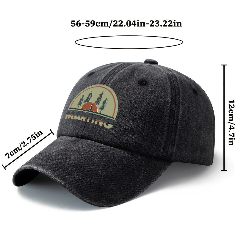 A Unisex, Fashionable and Versatile Printed MARTING Baseball Cap, a Classic Retro Washed Outdoor Lightweight Curved Brim Cap, Suitable for Outdoor Vacations, Travel, Camping, and Other Casual Occasions, a Hip-hop Cap for Holiday Parties, a Casual Cap