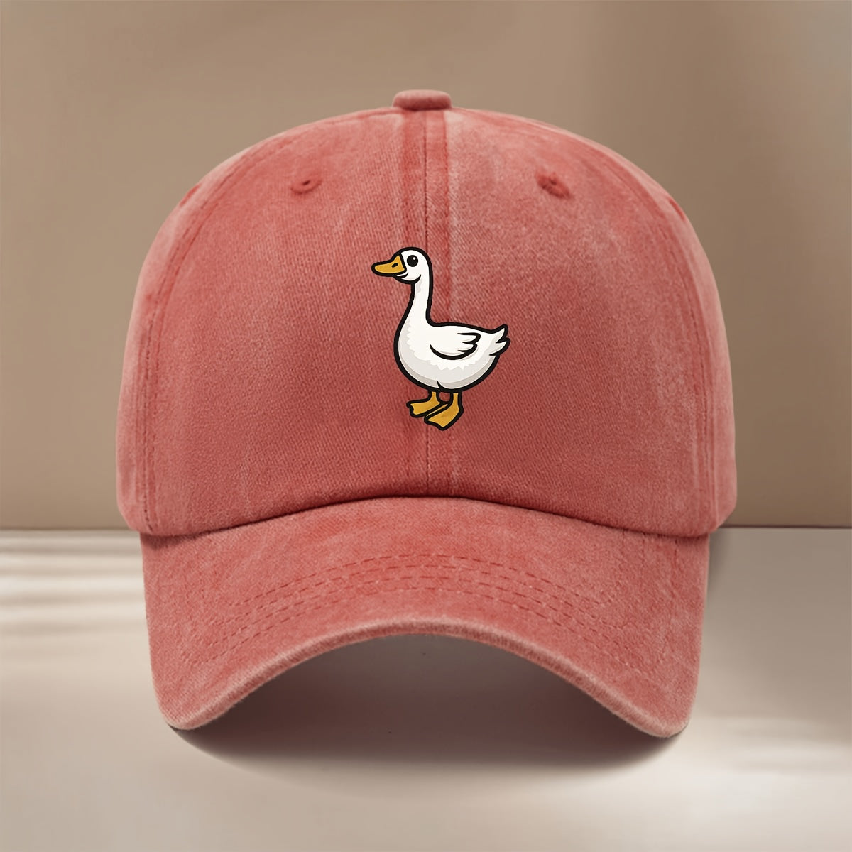 This Is a Baseball Cap Featuring a Flat Design of a Cartoon Goose, Suitable for All Seasons with an Adjustable Size. It'S a Trendy, Lightweight Duckbill Hat for Both Men And Women, Perfect for Outdoor Sports, Gatherings