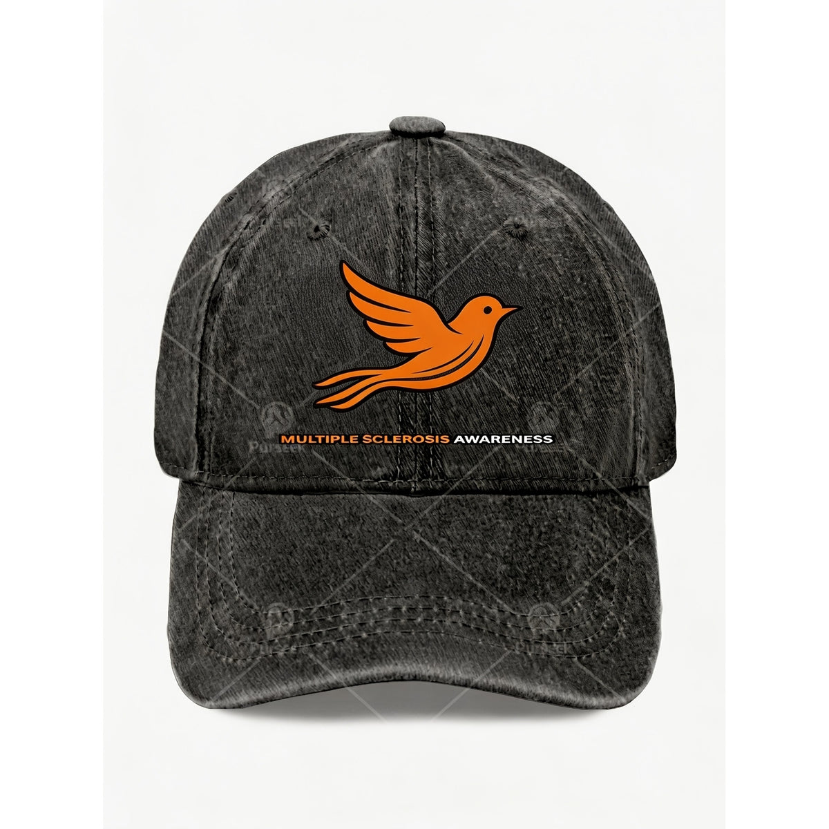 Vintage Orange Bird Multiple Sclerosis Awareness Hat Unisex Casual Street Style Baseball Cap for Anniversary Day