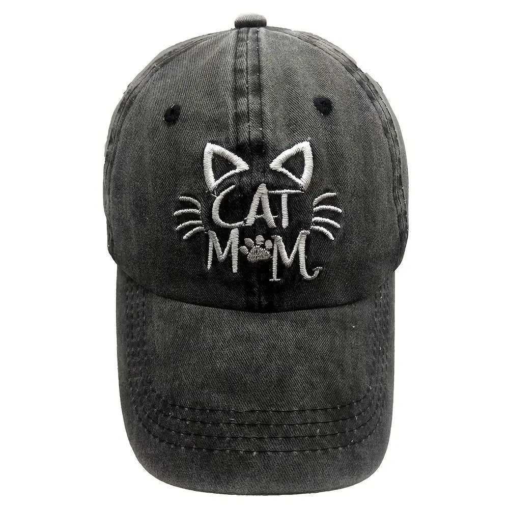 Cat Mom Hat, Cotton Adjustable Mom Baseball Cap