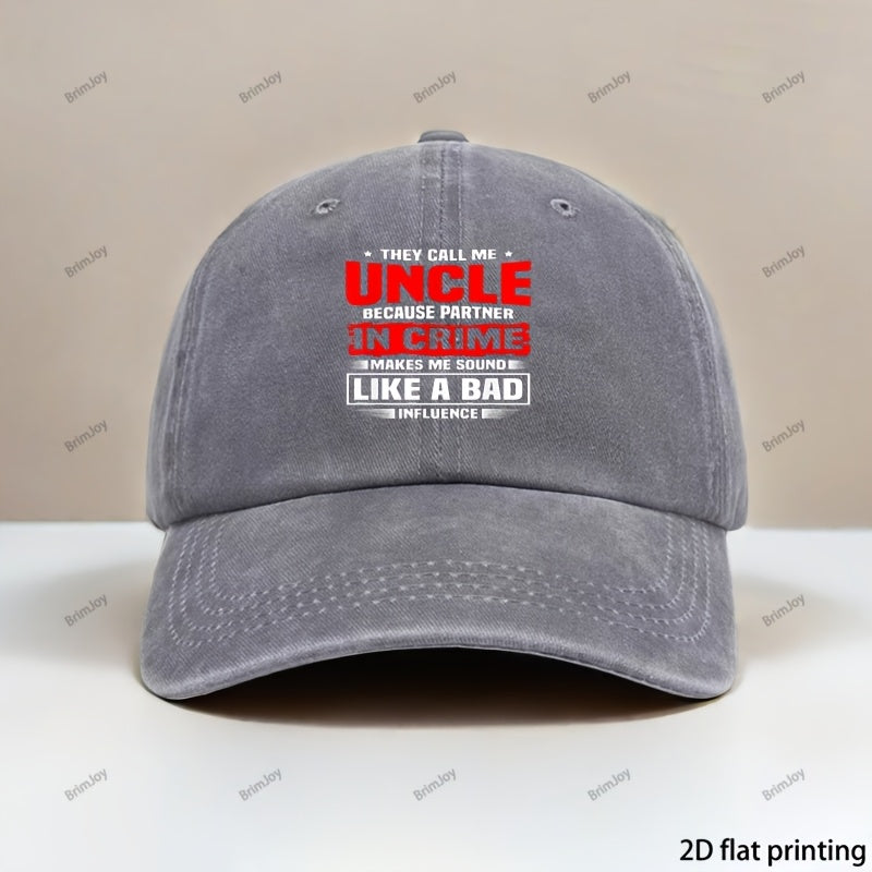 1 Vintage Baseball Cap | Adjustable, Unisex, Ideal for Outdoor Activities, \"Favorite Uncle\" Letter Print Pattern, Best Choice for Gift, Polyester, Mixed Color, Woven, Hand Wash